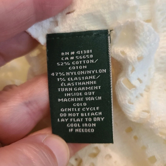 Lauren Ralph Lauren lace cutout short sleeve top with zipper back - Picture 6 of 7